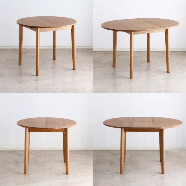 ダイニングテーブル 伸長式 幅90cm 幅120cm型 アルグ （ テーブル 食卓テーブル 丸 2人用 4人用 机 形 伸縮テーブル コンパクト 天然木 天板 伸長 エクステンションテーブル ダイニング 食卓 おしゃれ 省スペース ）_2