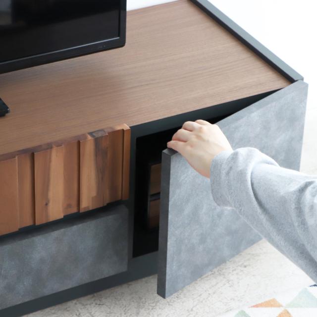 テレビ台 幅140cm ローボード コンクリート調 アカシア材 モダンデザイン （ TV台 テレビボード AVラック 収納 ラック 棚 リビングボード 家具 引出し モルタル調 58型対応 スタイリッシュ ）_11