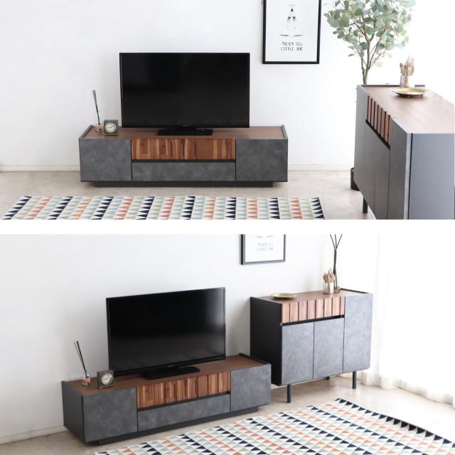 テレビ台 幅140cm ローボード コンクリート調 アカシア材 モダンデザイン （ TV台 テレビボード AVラック 収納 ラック 棚 リビングボード 家具 引出し モルタル調 58型対応 スタイリッシュ ）_17