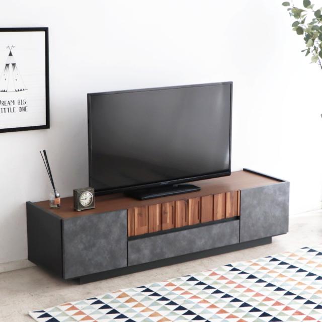 テレビ台 幅140cm ローボード コンクリート調 アカシア材 モダンデザイン （ TV台 テレビボード AVラック 収納 ラック 棚 リビングボード 家具 引出し モルタル調 58型対応 スタイリッシュ ）_4