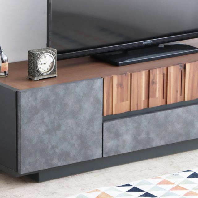 テレビ台 幅140cm ローボード コンクリート調 アカシア材 モダンデザイン （ TV台 テレビボード AVラック 収納 ラック 棚 リビングボード 家具 引出し モルタル調 58型対応 スタイリッシュ ）_5