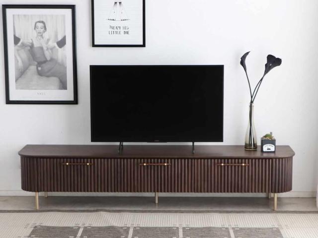 テレビ台 幅200cm 天然木 じゃばら風 ゴールド脚 （ ロペス TV台 