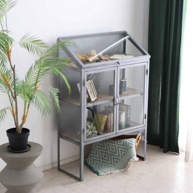 ディスプレイラック 幅80cm アンティーク調 ガラス 完成品 （ ショーケース 飾り棚 ラック 棚 ガラス製 フラップ扉 什器 エイジング加工 コレクションケース パイン古材 ）