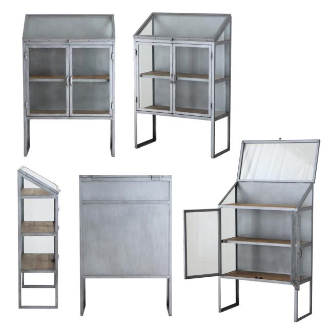 ディスプレイラック 幅80cm アンティーク調 ガラス 完成品 （ ショーケース 飾り棚 ラック 棚 ガラス製 フラップ扉 什器 エイジング加工 コレクションケース パイン古材 ）