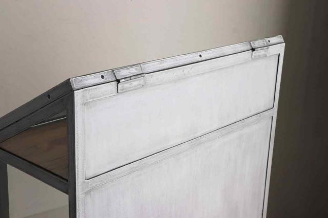 ディスプレイラック 幅80cm アンティーク調 ガラス 完成品 （ ショーケース 飾り棚 ラック 棚 ガラス製 フラップ扉 什器 エイジング加工 コレクションケース パイン古材 ）