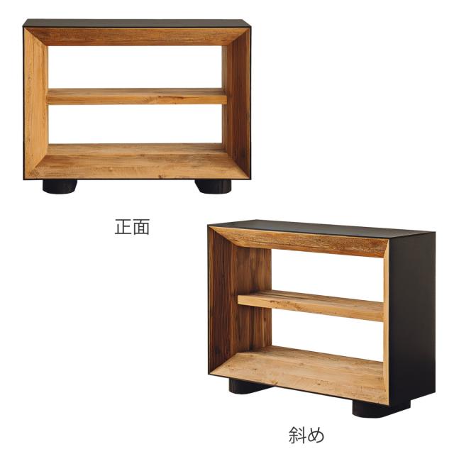 オープンラック 幅120cm 2段 天然木 完成品 オーク パイン （ ラック