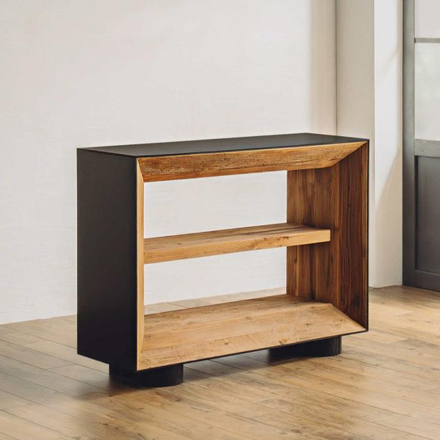 オープンラック 幅120cm 2段 天然木 完成品 オーク パイン （ ラック