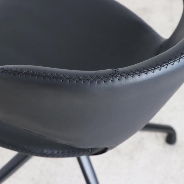 オフィスチェア 座面高44〜50cm 昇降式 回転 ダイニングチェア （ ワークチェア パソコンチェア 高さ調節 レザー調 イス 椅子 食卓 ダイニング 回転椅子 チェア 座り心地 快適 背もたれ ラウンド 肘なし オフィス ）_4