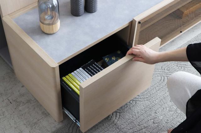 テレビボード 幅179.6cm 壁面収納 シルト フォースター （ TV台 フラップ扉 スライドレール リモコン操作可能 日本製 リビングボード コード収納 引き出し 大型テレビ対応 飾り棚 低ホルムアルデヒド F☆☆☆☆ ）_9