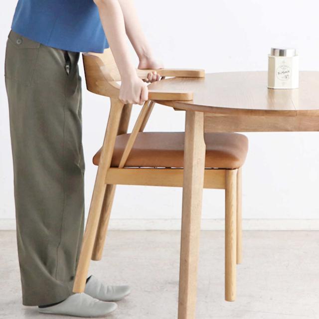 ダイニングチェア 座面高44cm ナチュラル （ チェア ダイニング 木製 天然木 レザー調 イス 椅子 食卓椅子 肘掛け いす 食卓 リビング リビングチェア シンプル アームチェア 木製チェア ）_6