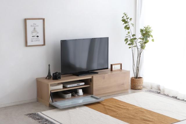テレビ台 ローボード 幅120cm ナチュラル 完成品 日本製 （ TV台 AVボード 棚 ラック フルスライドレール 可動棚 木目調 コンクリート調 おしゃれ リビングボード 収納 家具 フラップ扉 引き出し ツートーン 組み合わせ ）_3