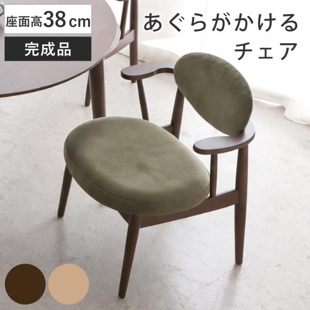 ダイニングチェア 座面高38cm あぐらがかける ロンド （ 食卓椅子 チェア チェアー イス 椅子 いす ダイニング 木製 天然木 肘掛け 座面 広い 完成品 食卓 リビング おしゃれ リビングチェア リビングチェアー 掛けられる ）