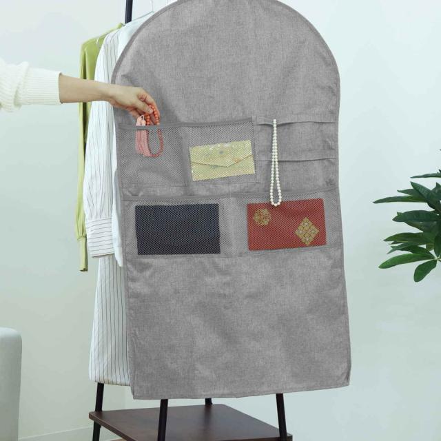 衣類カバー ポケット付き クローゼット 幅58×高さ100cm （ 洋服カバー ロング スーツカバー ジャケット 収納 衣類 カバー ホコリよけ 衣類保管 ワンピース ネクタイ ベルト アクセサリー 小物収納 衣類収納 吊り下げ収納 ） その他押入れ収納