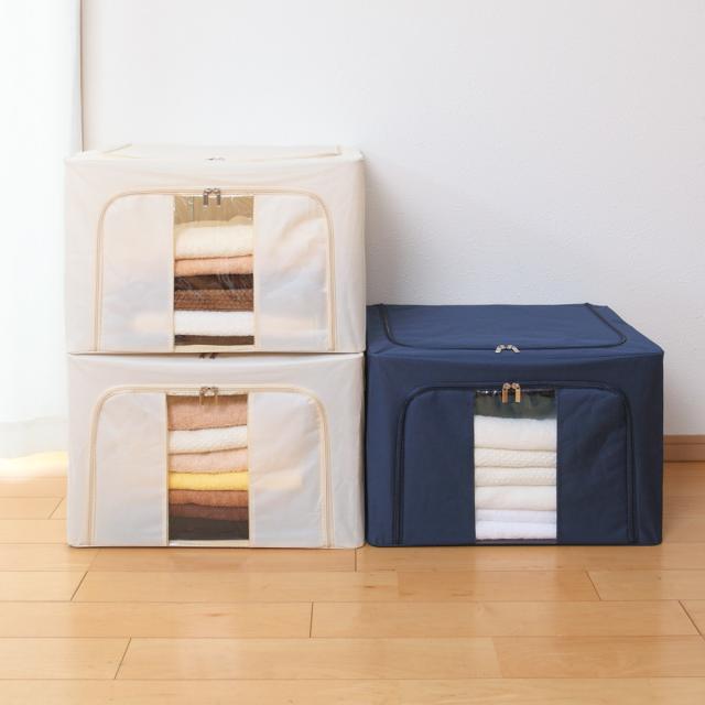 収納ボックス 同色3個セット 窓付きマルチ収納ボックス 幅50×奥行41×高さ33cm （ 前開き 衣類収納 スタッキング 収納ケース 衣類 収納 クローゼット収納 洋服 押入れ収納 大容量 衣装ケース おしゃれ 持ち手付き 透明窓 おもちゃ ）