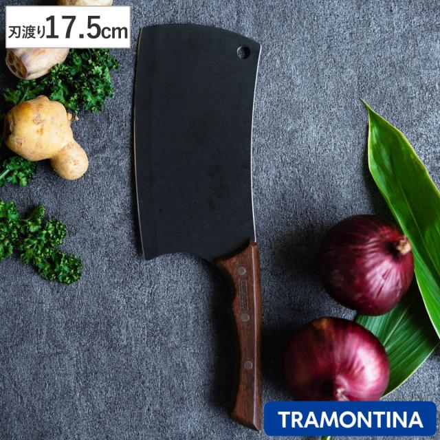 中華包丁 17.5cm シュラスコブラック トラモンティーナ （ TRAMONTINA ステンレス包丁 サバキ包丁 解体包丁 おすすめ 肉 木柄 ブラック 天然木 よく切れる ステンレス 調理小物 調理道具 下ごしらえ用品 ）の通販は 7,260円