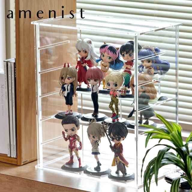 ディスプレイケース Fタイプ amenist （ 透明 クリア アクリル アメニスト 日本製 コレクションケース おしゃれ 紫外線カット 前面扉 仕切り付き 組立品 仕切り ディスプレイ ケース ボックス フィギュア 飾る ）