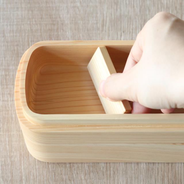 くり抜き弁当箱 2段 900ml 紀州桧弁当箱 type 42 ナチュラル （ 弁当 食洗機対応 天然木 紀州桧 二段 おしゃれ 仕切り付き 日本製 食洗機OK お弁当 木 木製 くりぬき ランチボックス シンプル 和風 お弁当箱 弁当箱 ）_13