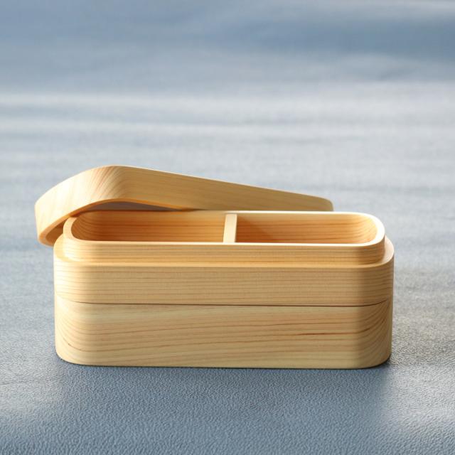 くり抜き弁当箱 2段 900ml 紀州桧弁当箱 type 42 ナチュラル （ 弁当 食洗機対応 天然木 紀州桧 二段 おしゃれ 仕切り付き 日本製 食洗機OK お弁当 木 木製 くりぬき ランチボックス シンプル 和風 お弁当箱 弁当箱 ）_9