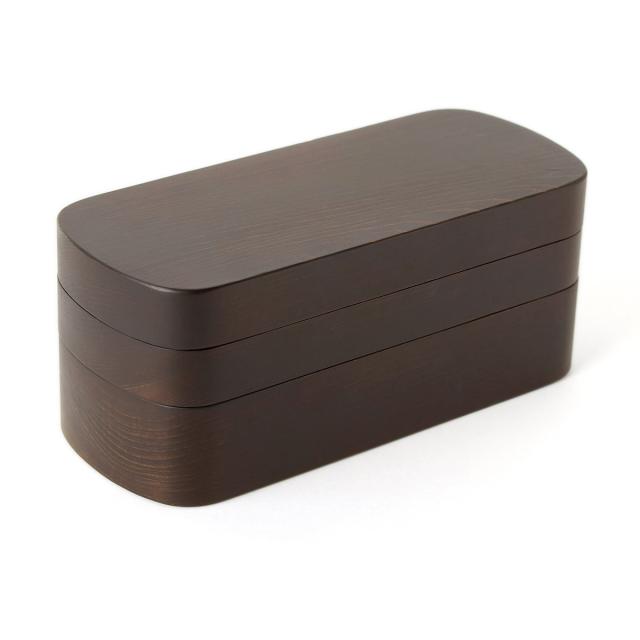 くり抜き弁当箱 2段 900ml 紀州桧弁当箱 type 42 ダークブラウン （ 弁当 食洗機対応 天然木 紀州桧 二段 おしゃれ 仕切り付き 日本製 食洗機OK お弁当 木 木製 くりぬき ランチボックス シンプル 和風 お弁当箱 弁当箱 ）_8