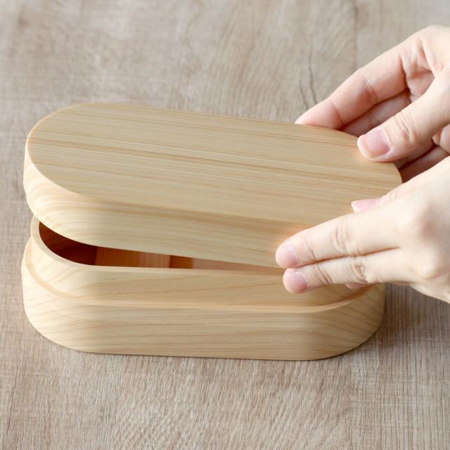 くり抜き弁当箱 1段 480ml 紀州桧弁当箱 type 2 ナチュラル （ 弁当 食洗機対応 天然木 紀州桧 一段 おしゃれ 仕切り付き 日本製 食洗機OK お弁当 木 木製 くりぬき ランチボックス シンプル 和風 お弁当箱 弁当箱 ）_12