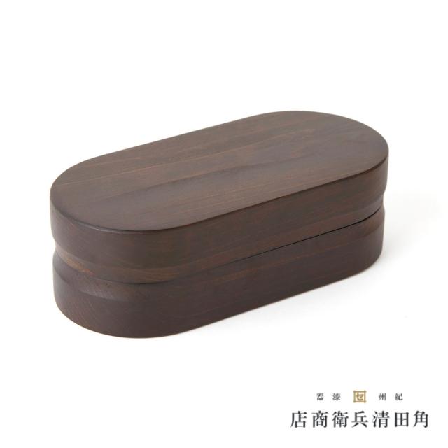 くり抜き弁当箱 1段 480ml 紀州桧弁当箱 type 2 ダークブラウン （ 弁当 食洗機対応 天然木 紀州桧 一段 おしゃれ 仕切り付き 日本製 食洗機OK お弁当 木 木製 くりぬき ランチボックス シンプル 和風 お弁当箱 弁当箱 ）