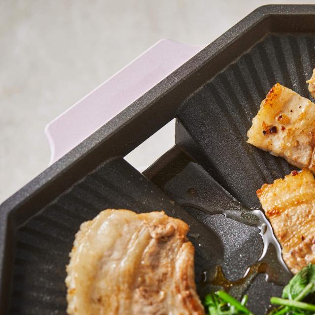 焼肉グリル パレットグリルパン 28cm ドクターハウス 八角形 （ Dr.HOWS ガス火対応 グリル グリルパン ノンスティック加工 軽い 韓国 28センチ カバー付き 軽量 薄型 おしゃれ アルミ製 韓国インテリア 焼肉 韓国料理 ）_11
