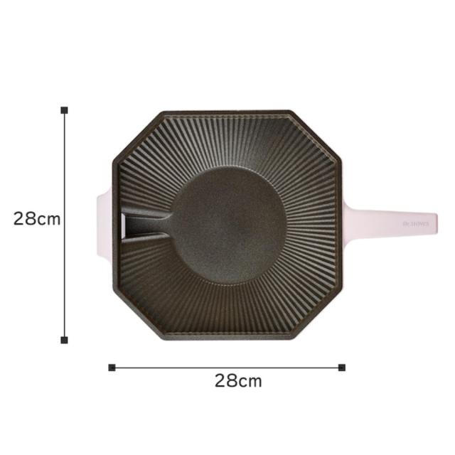 焼肉グリル パレットグリルパン 28cm ドクターハウス 八角形 （ Dr.HOWS ガス火対応 グリル グリルパン ノンスティック加工 軽い 韓国 28センチ カバー付き 軽量 薄型 おしゃれ アルミ製 韓国インテリア 焼肉 韓国料理 ）_3