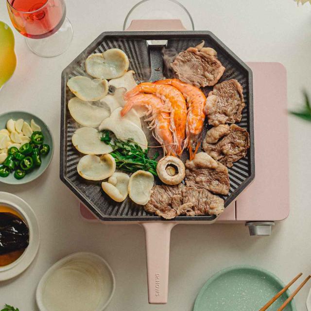 焼肉グリル パレットグリルパン 28cm ドクターハウス 八角形 （ Dr.HOWS ガス火対応 グリル グリルパン ノンスティック加工 軽い 韓国 28センチ カバー付き 軽量 薄型 おしゃれ アルミ製 韓国インテリア 焼肉 韓国料理 ）_9