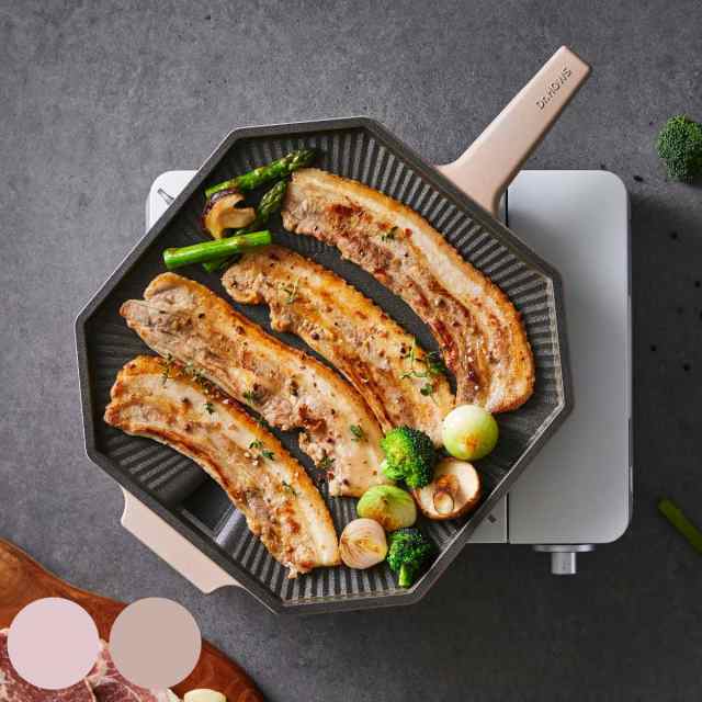 焼肉グリル パレットグリルパン 28cm ドクターハウス 八角形 （ Dr.HOWS ガス火対応 グリル グリルパン ノンスティック加工 軽い 韓国 28センチ カバー付き 軽量 薄型 おしゃれ アルミ製 韓国インテリア 焼肉 韓国料理 ）の通販は