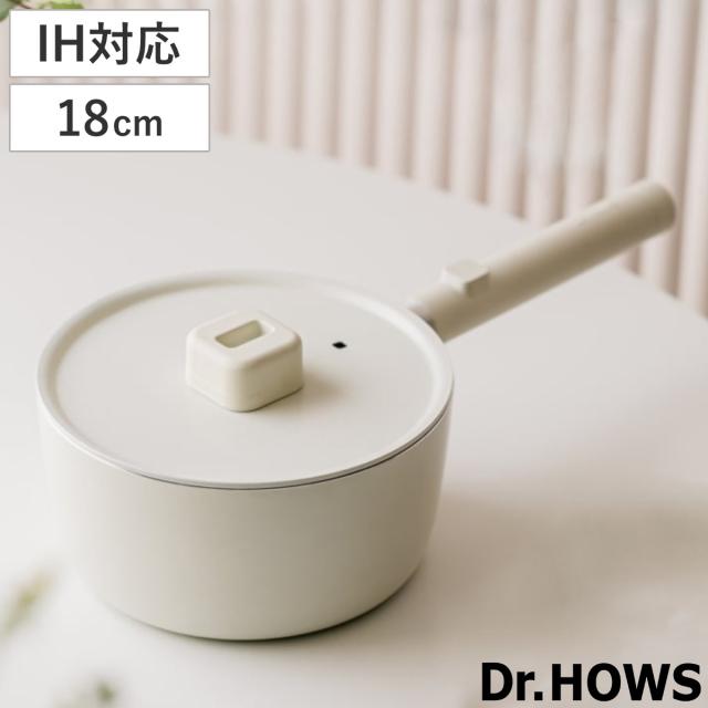 片手鍋 18cm IH対応 LUMI フタ付き ドクターハウス （ Dr.HOWS ガス火対応 なべ お鍋 1人用鍋 蓋付き 小鍋 セラミック加工 韓国 18センチ セラミックコーティング アルミ製 軽量 かわいい おしゃれ ）