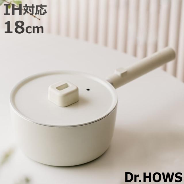 片手鍋 18cm IH対応 LUMI フタ付き ドクターハウス （ Dr.HOWS ガス火対応 なべ お鍋 1人用鍋 蓋付き 小鍋 セラミック加工 韓国 18センチ セラミックコーティング アルミ製 軽量 かわいい おしゃれ ）