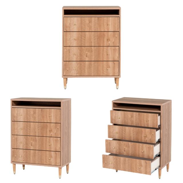 ハイチェスト 幅80cm 4段 ナチュラルモダン 日本製 （ チェスト 引出し 収納 家具 ラック 棚 完成品 桐 ディスプレイ キャビネット ナチュラル ブラウン シンプル ）
