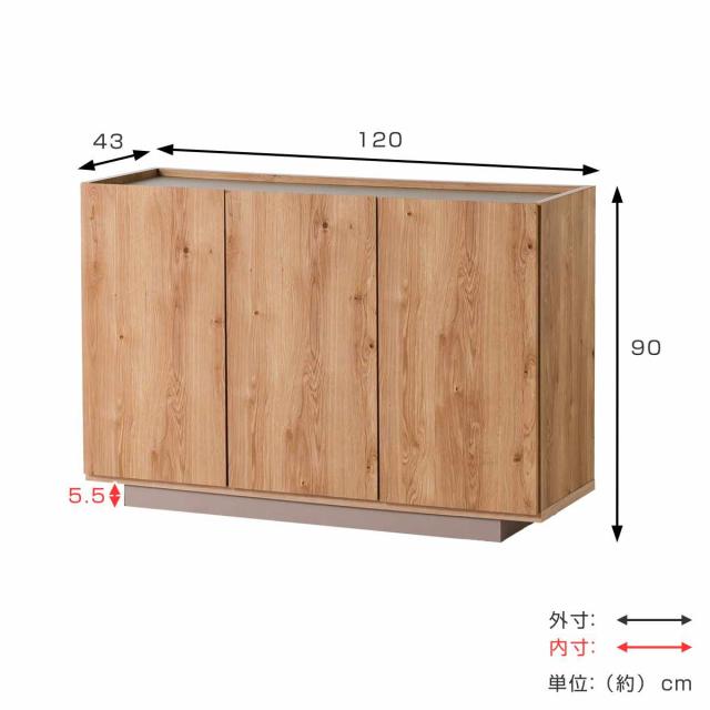 キャビネット 幅120cm 北欧モダン 可動棚 日本製 完成品 （ 棚 ラック 収納 本棚 ディスプレイ グレージュ リビングボード 食器棚 飾り棚 シェルフ 扉収納 配線穴 ）_2