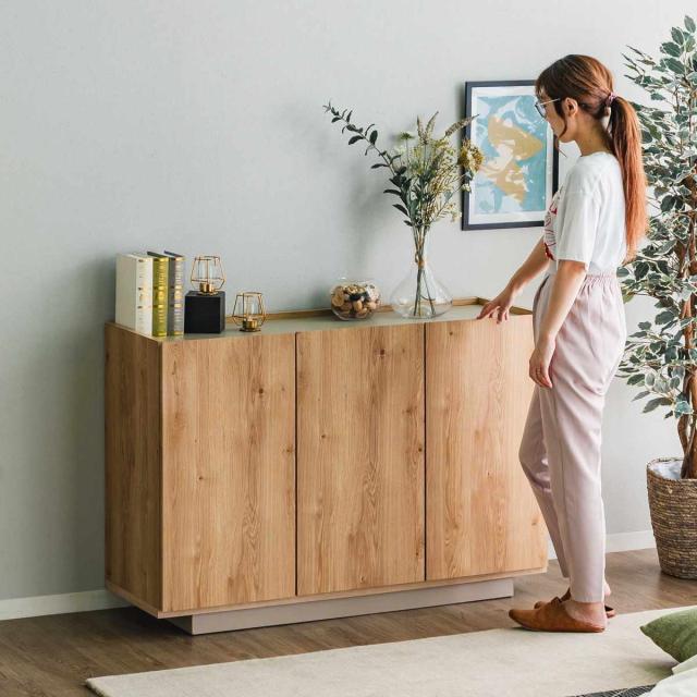 M 新品 北欧 キャビネット リビングボード 収納 本棚 キャビネット 幅120cm 北欧モダン 可動棚 日本製 完成品 （ 棚 ラック