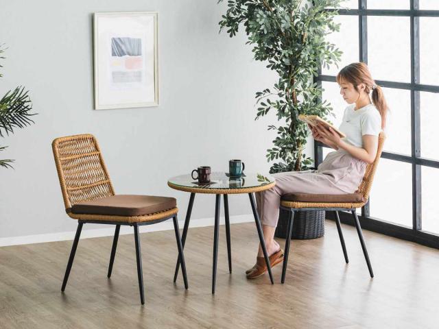 チェア ラタン調 マーレ （ 椅子 ダイニングチェア クッション付き