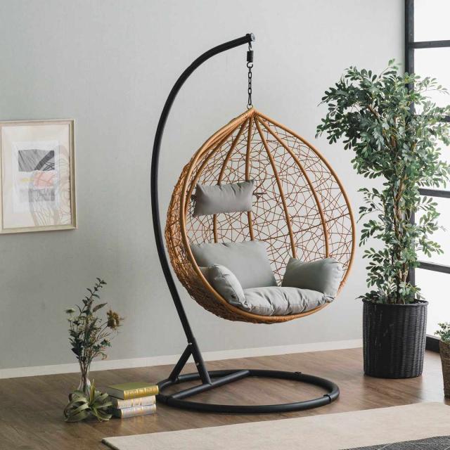 ハンギングチェア 1人用 ラタン調 マーレ （ エッグチェア 吊り下げ式