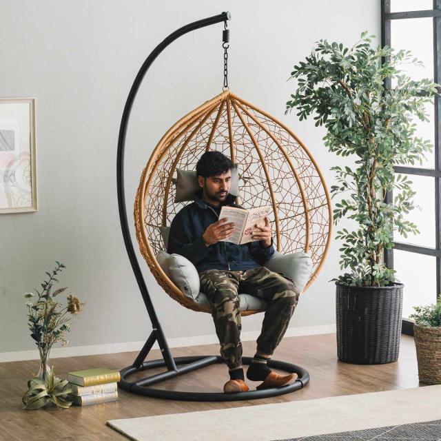 ハンギングチェア 1人用 ラタン調 マーレ （ エッグチェア 吊り下げ式