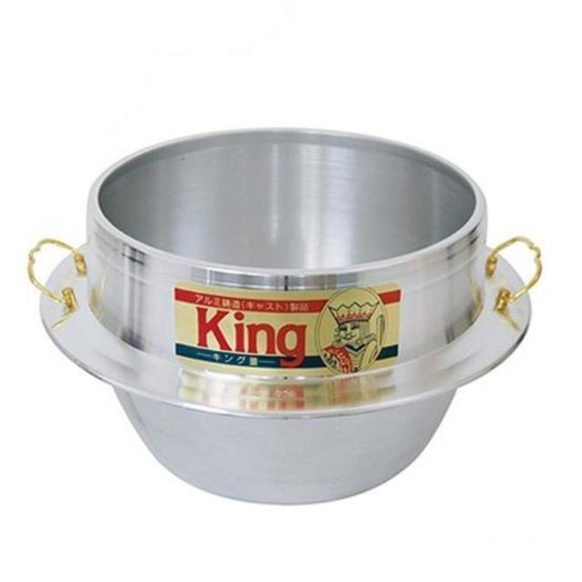 ご飯釜 キング カン付き 36cm 5升2合炊き 直火専用 （ 直火対応 ご飯鍋 ご飯釜 直火専用釜 炊飯釜 羽釜 本格釜 釜炊き ごはん鍋 炊飯用鍋 炊飯用なべ お釜 業務用 ウルシヤマ金属 ）