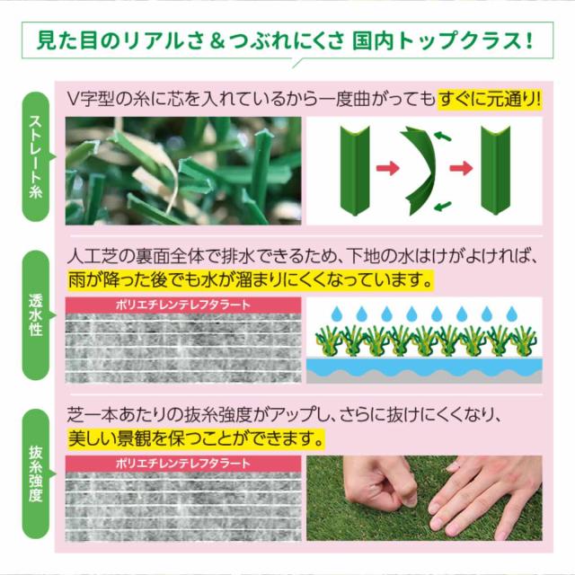人工芝 メモリーターフ AIR 1m×10m 芝丈28mm 1ロール （ 人工芝生 人工 芝 庭 リアル ベランダ ガーデン 防炎 高耐久 紫外線耐久 人工芝生マット 芝生 テラス 玄関 園芸 バルコニー 施設 家庭用 カット 設置 簡単 ）_8