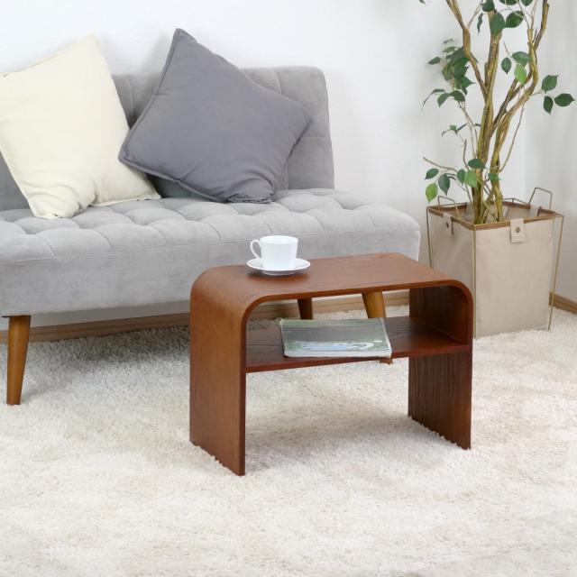 サイドテーブル 3WAY 木製 ラック コの字 幅55cm （ 組立不要 椅子 腰掛け 台 テーブル ミニテーブル ソファー ベッド サイド リビング 居間 玄関 花台 棚付き コンパクト オーク 木目調 ）_14