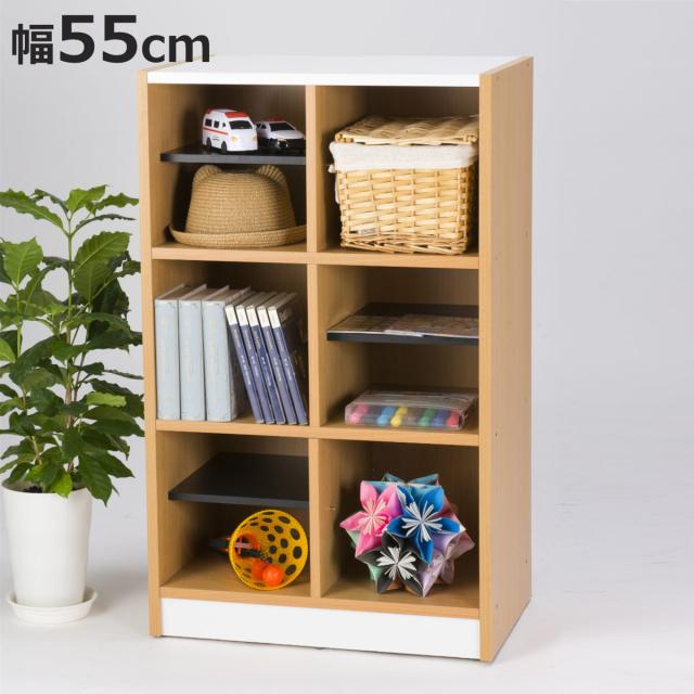 木製ラック 幅55cm 2列3段 玄関収納 （ フリーラック ランドセルラック 下駄箱 スリッパ収納 靴 収納 シューズボックス 幅55 奥行35 高さ90 収納ボックス 玄関 靴箱 靴棚 省スペース 収納棚 調整可能 簡単 組み立て式 ）