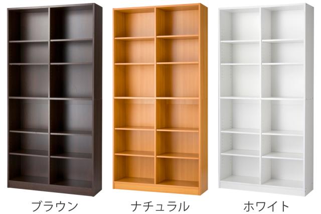 本棚 2列6段 大量収納ラック 幅90cm （ ラック 収納 シェルフ 収納棚 大容量 A4対応 壁面収納 リビング収納 コミック 木目調 ブラウン ホワイト ナチュラル ）_1