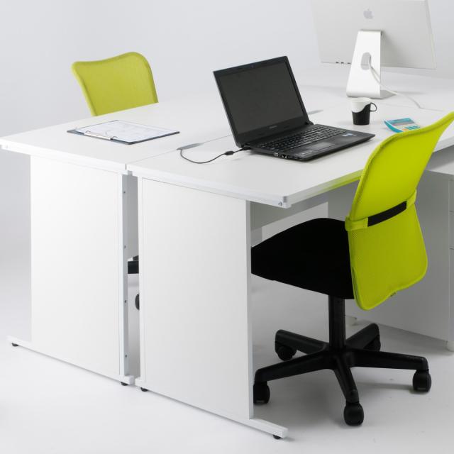 ワークデスク 幅100cm 足元スッキリ （ 法人限定 オフィス デスク PCデスク 事務机 会社 オフィス家具 ホワイト 省スペース おしゃれ スタイリッシュ 幅100×奥行60×高さ70cm ）