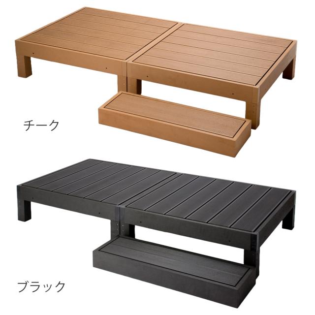 ウッドデッキ 本体2個＋ベース 人口木 （ ガーデンデッキ 人工木デッキ 樹脂 DIY ウッドパネル 縁台 ぬれ縁 90×90cm 2台 掃き出し窓 連結 人工木材 バルコニー 庭 エクステリア 外構 簡単 ）_2