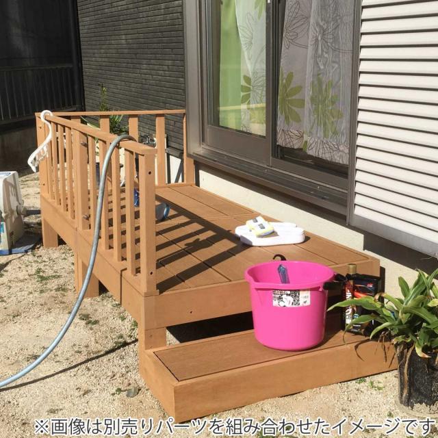 ウッドデッキ 本体3個＋コーナー＋サイドパネル＋ベース 人口木 （ ガーデンデッキ 人工木デッキ 樹脂 DIY ウッドパネル 縁台 ぬれ縁 90×90cm 3台 掃き出し窓 連結 人工木材 バルコニー 庭 エクステリア 外構 簡単 ）_12