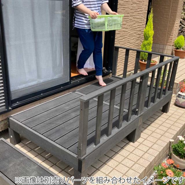 ウッドデッキ 本体3個＋コーナー＋サイドパネル＋ベース 人口木 （ ガーデンデッキ 人工木デッキ 樹脂 DIY ウッドパネル 縁台 ぬれ縁 90×90cm 3台 掃き出し窓 連結 人工木材 バルコニー 庭 エクステリア 外構 簡単 ）_14