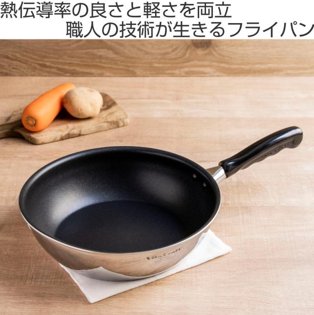 Vita Craft ウォックパン 24cm IH対応 カーペンター 深型フライパン PFOAフリー （ ガス火対応 片手鍋 炒め鍋 深型 金属ヘラOK ふっ素加工 軽い 日本製 24センチ フッ素加工 いため鍋 アルミ ステンレス 2層構造 軽量 ）_1