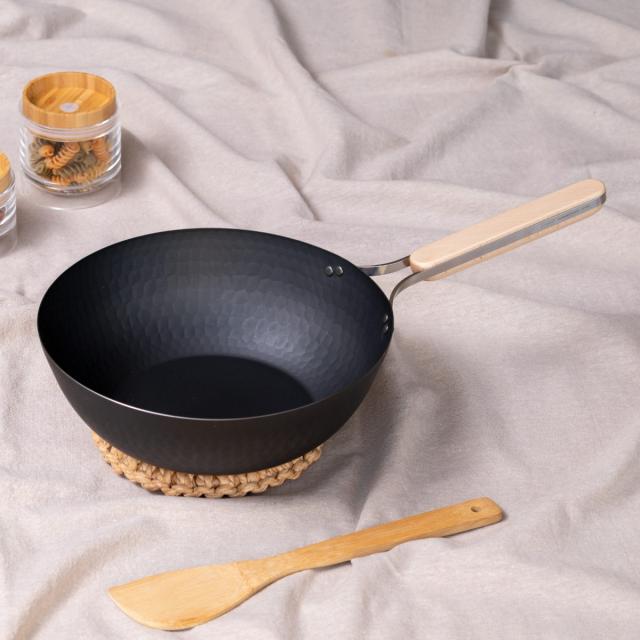 中華鍋 鉄製 26cm enzo IH対応 日本製 （ ガス火対応 炒め鍋 いため鍋