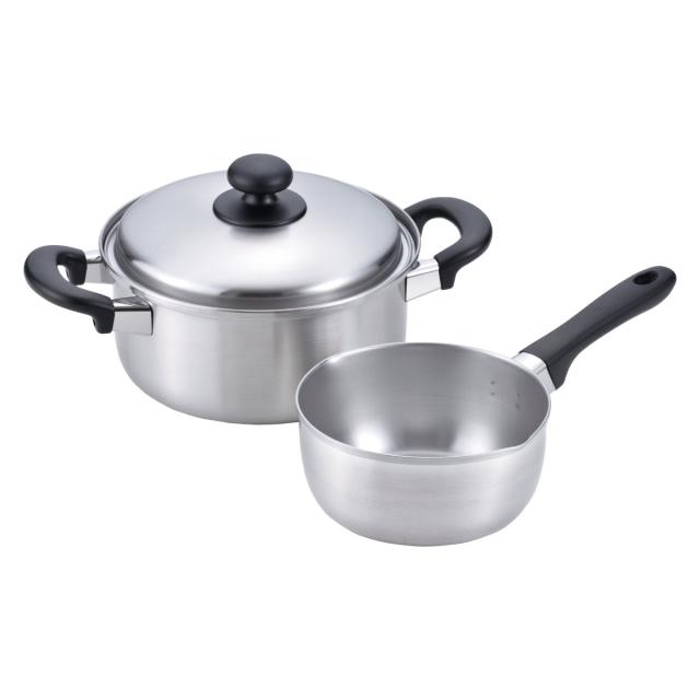 鍋2点セット 雪平鍋16cm＆両手鍋20cm IH対応 燕三 日本製 （ ガス火対応 2点セット 雪平鍋 両手鍋 片手鍋 注ぎ口付き 燕三条 16cm 20cm ステンレス製 行平鍋 ゆきひら鍋 両手なべ 蓋付き 新生活準備 ）の通販は 8,800円