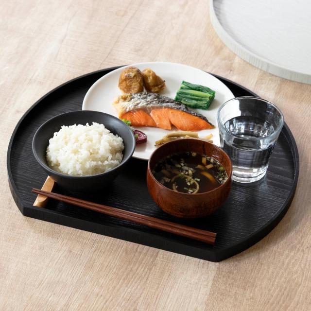 ちい　n526【特価・訳あり】半月膳・お盆・トレー　ナチュラル　５枚組 特典付き お盆 36cm トレー 半月膳 半月盆 木製 同色5枚セット